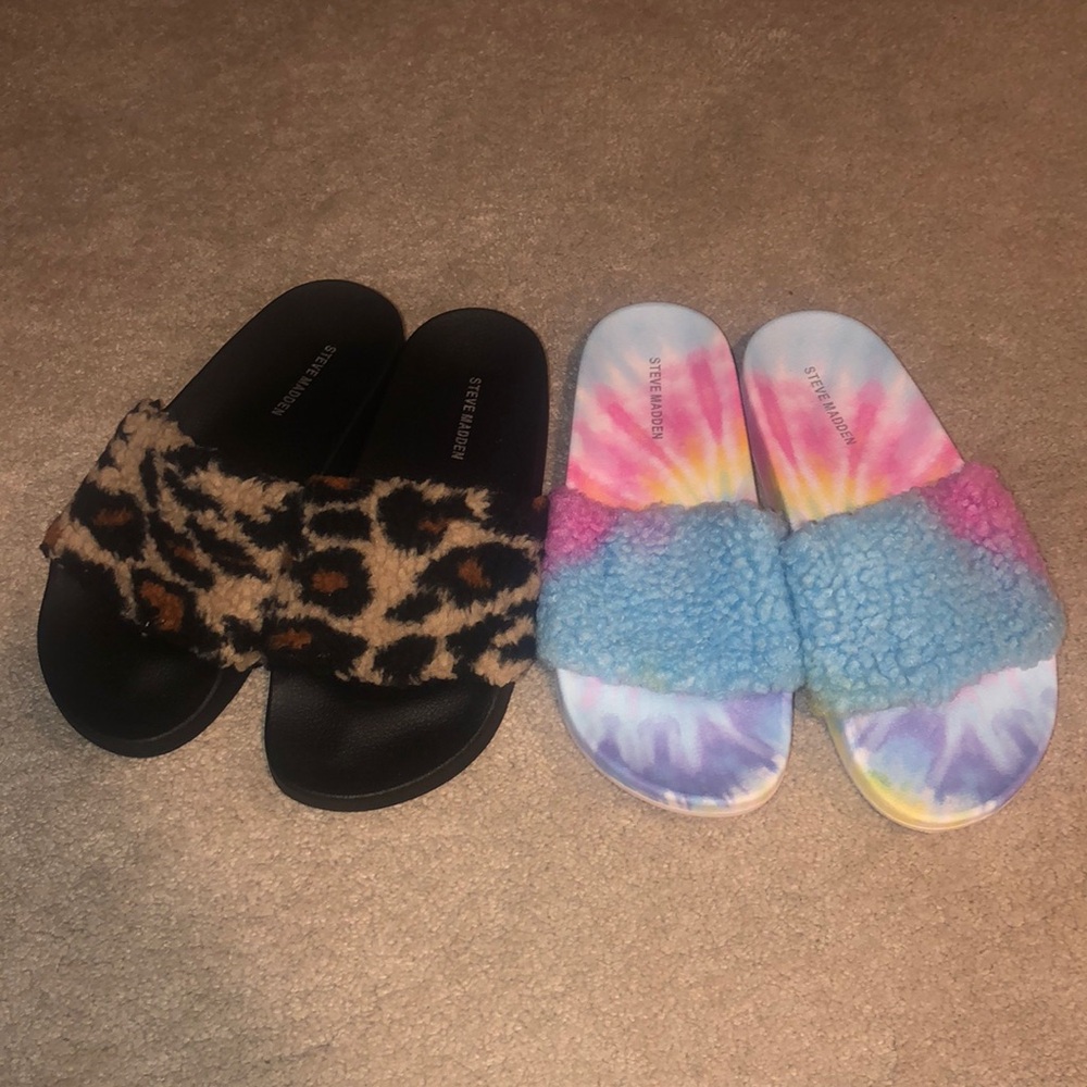 Steve Madden Slides Sandals Animal Print and Tye Dye 2 PAIRS Both‎ size 9